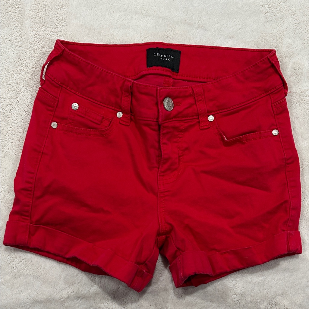 Red Cuffed Shorts